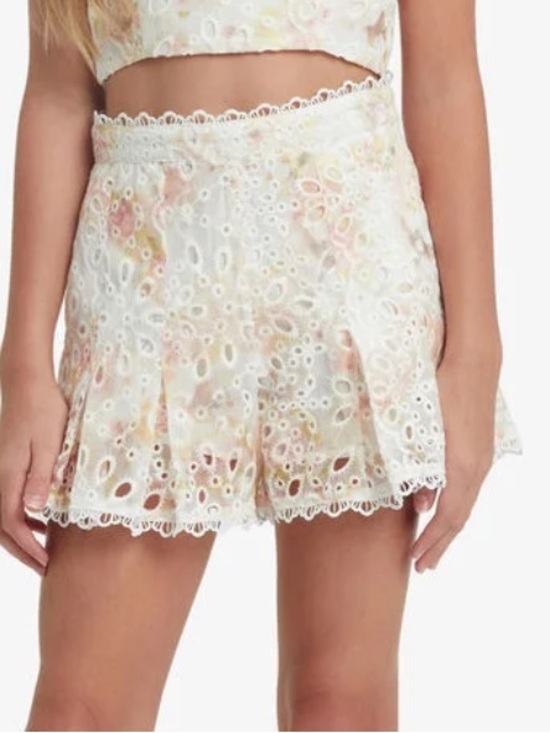 Bardot Pants - Bardot Junior White Eyelet shorts with Delicate Lace Trim